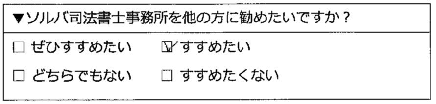 ソルバ司法書士事務所を他の方に勧めたいですか? すすめたい